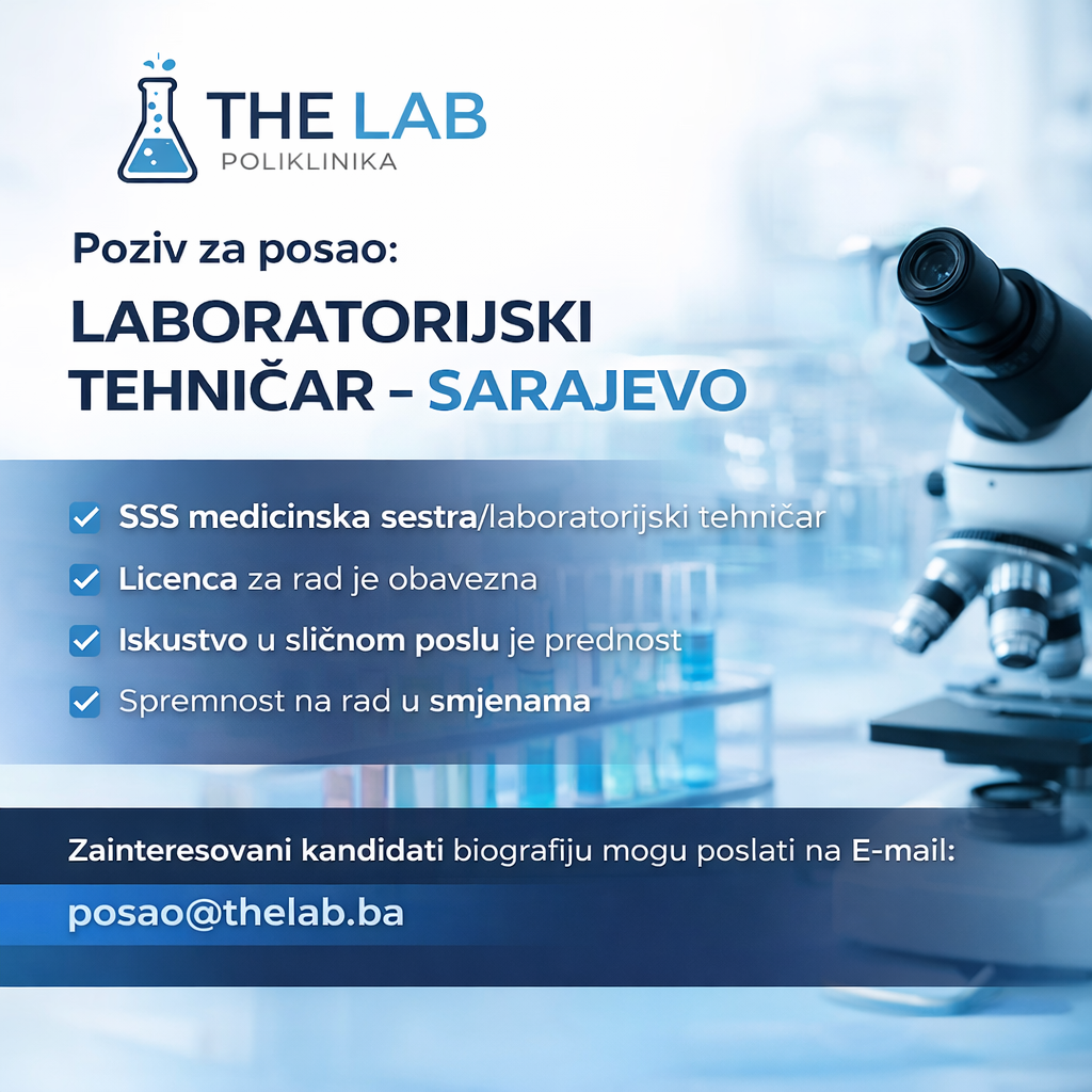 Poziv za zapošljavanje – PZU Poliklinika The Lab (Sarajevo)